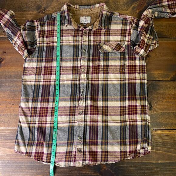 Legendary Whitetails Flannel Shirt Men's XLT Tall Buck Camp Plaid LS Brown Red - Picture 9 of 10